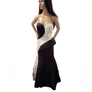 Jovani Strapless Black and White Gown